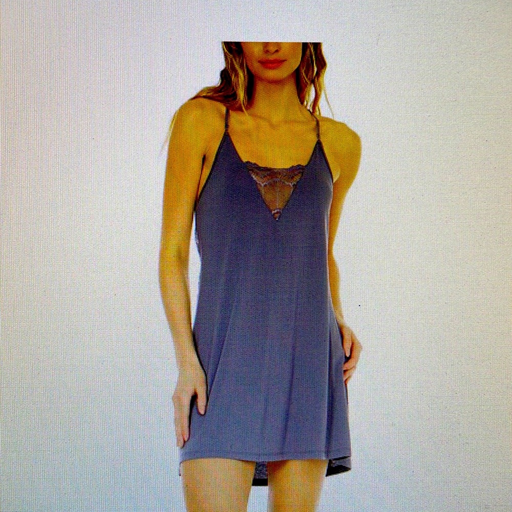 Two tone lace on chemise, adjustable straps, machine washable poly/rayon/spandex